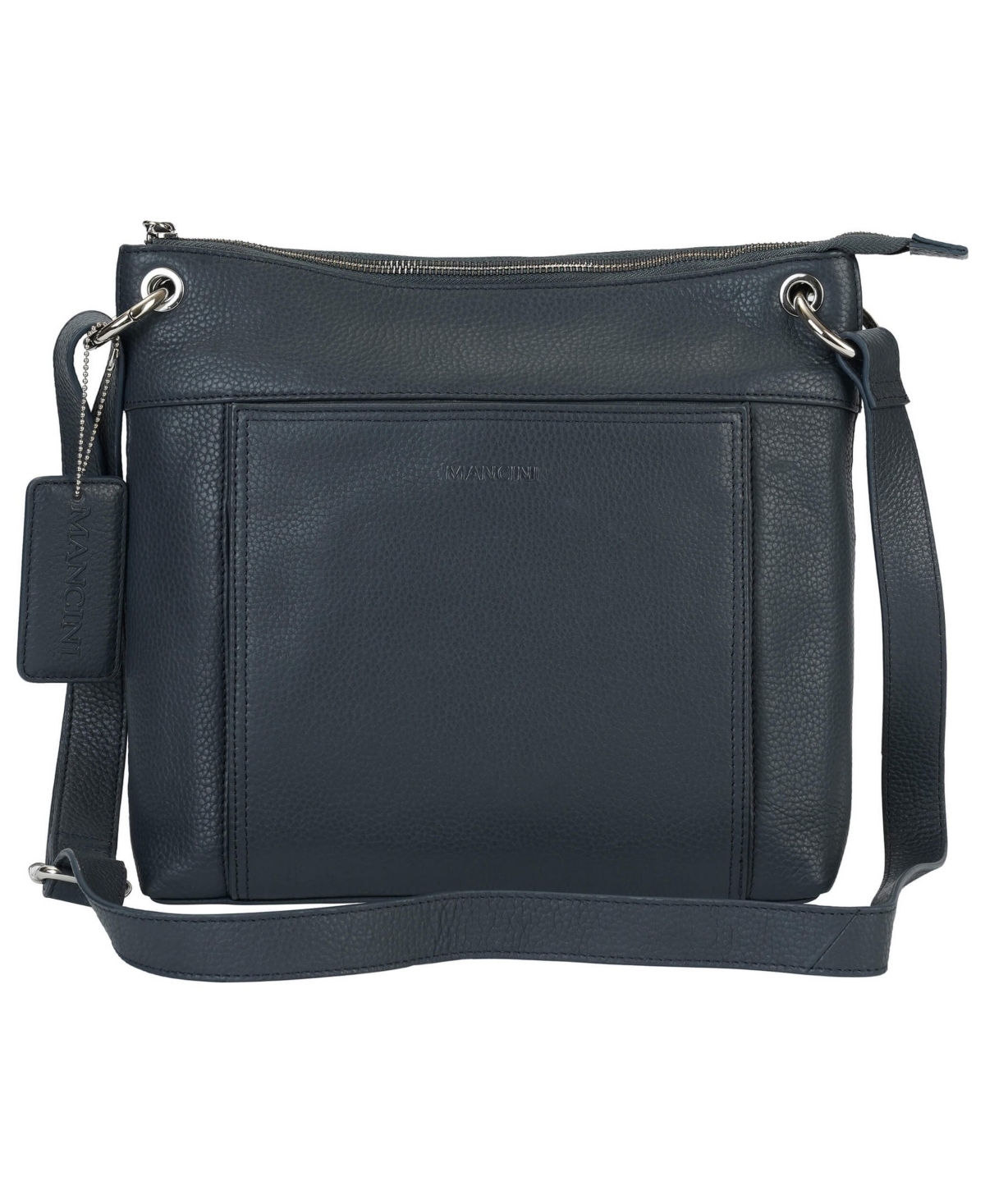 Mancini Pebble Trish Leather Crossbody Handbag with Organizer – NavyBlue