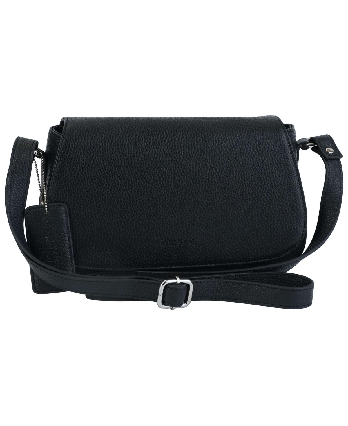 Mancini Pebbled Isabella Leather Crossbody Handbag – Black Mancini Pebbled Isabella Leather Crossbody Handbag – Black