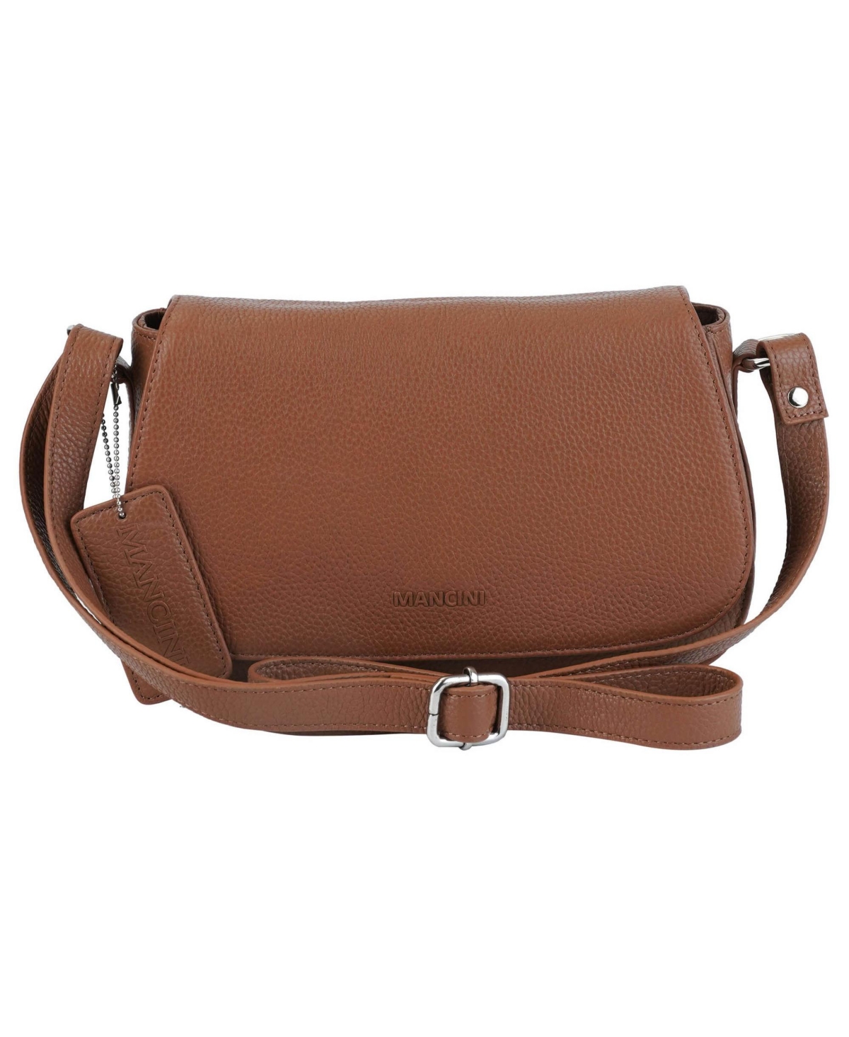 Mancini Pebbled Isabella Leather Crossbody Handbag – Brown