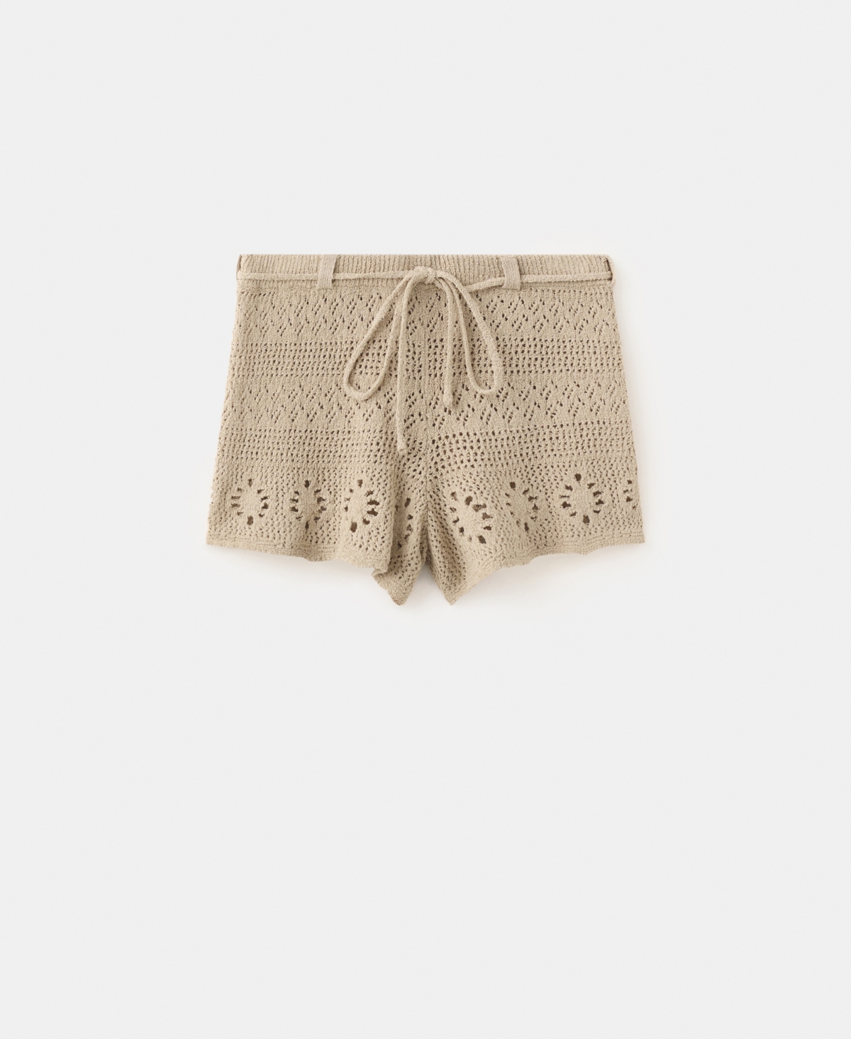 Mango Women’s Belt Crocheted Shorts – Light Pastel Brown