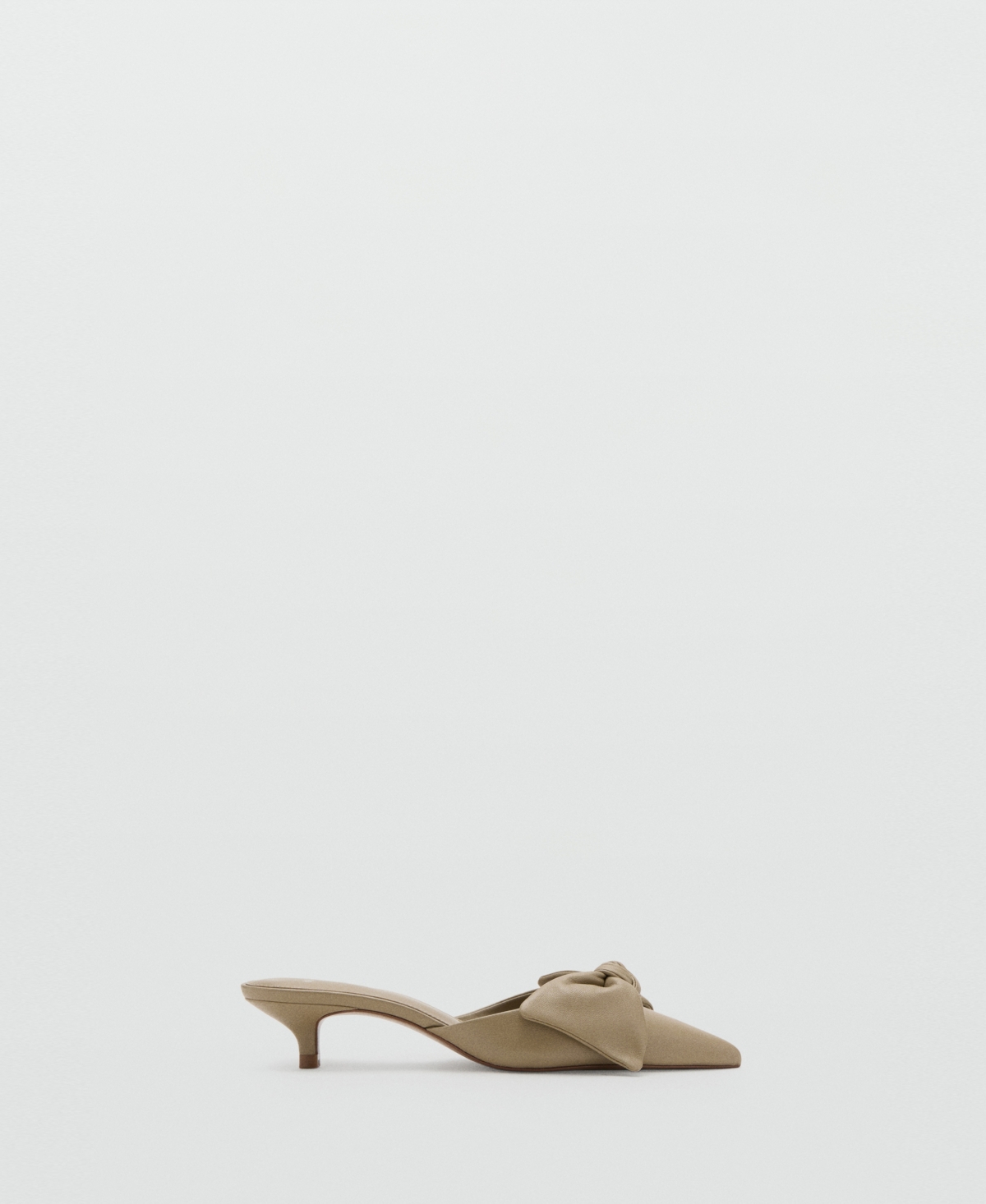 Mango Women’s Bow Heeled Leather Shoes – Ecru