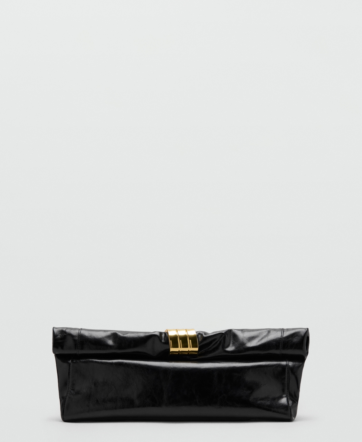 Mango Women’s Metal Detail Leather Handbag – Black