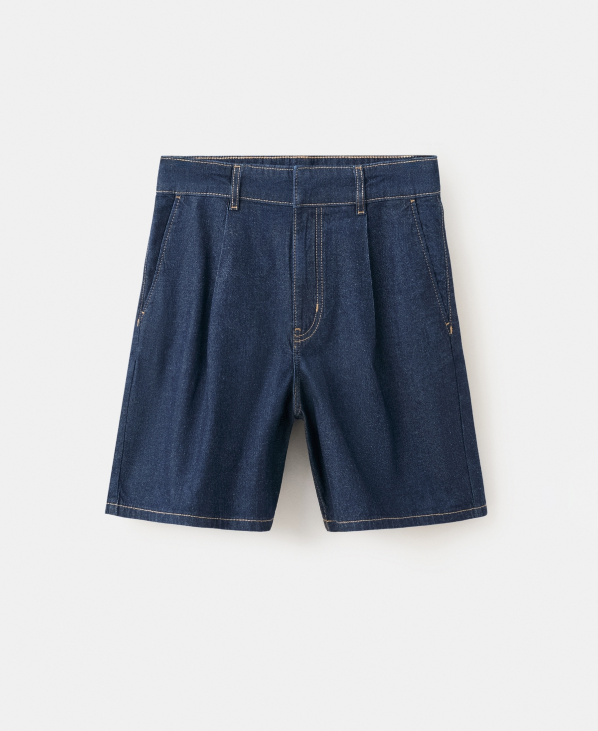 Mango Women’s Mid-Rise Pleats Denim Bermuda Shorts – Open Blue Mango Women’s Mid-Rise Pleats Denim Bermuda Shorts – Open Blue