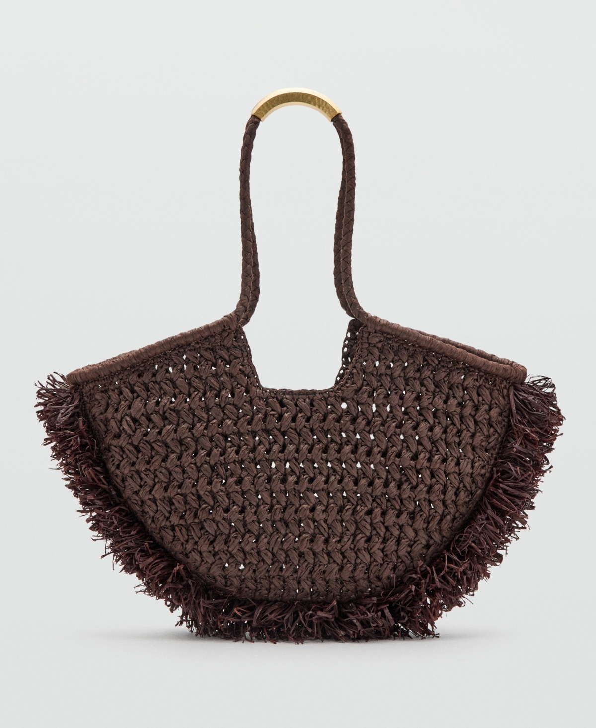 Mango Women’s Natural-Fiber Shoulder Bag – Chocolate