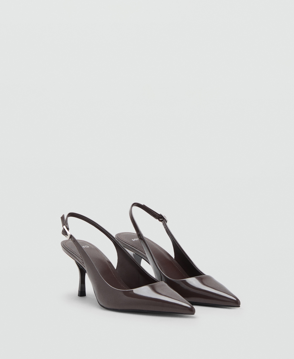 Mango Women’s Patent Leather Effect Pointed Shoes – Light Heather Grey