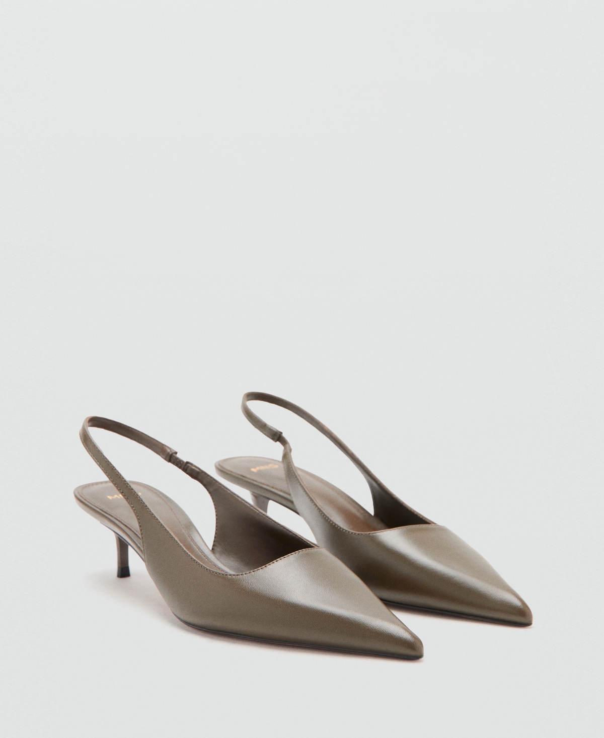 Mango Women’s Pointed-Toe Leather Heeled Shoes – Khaki Mango Women’s Pointed-Toe Leather Heeled Shoes – Khaki