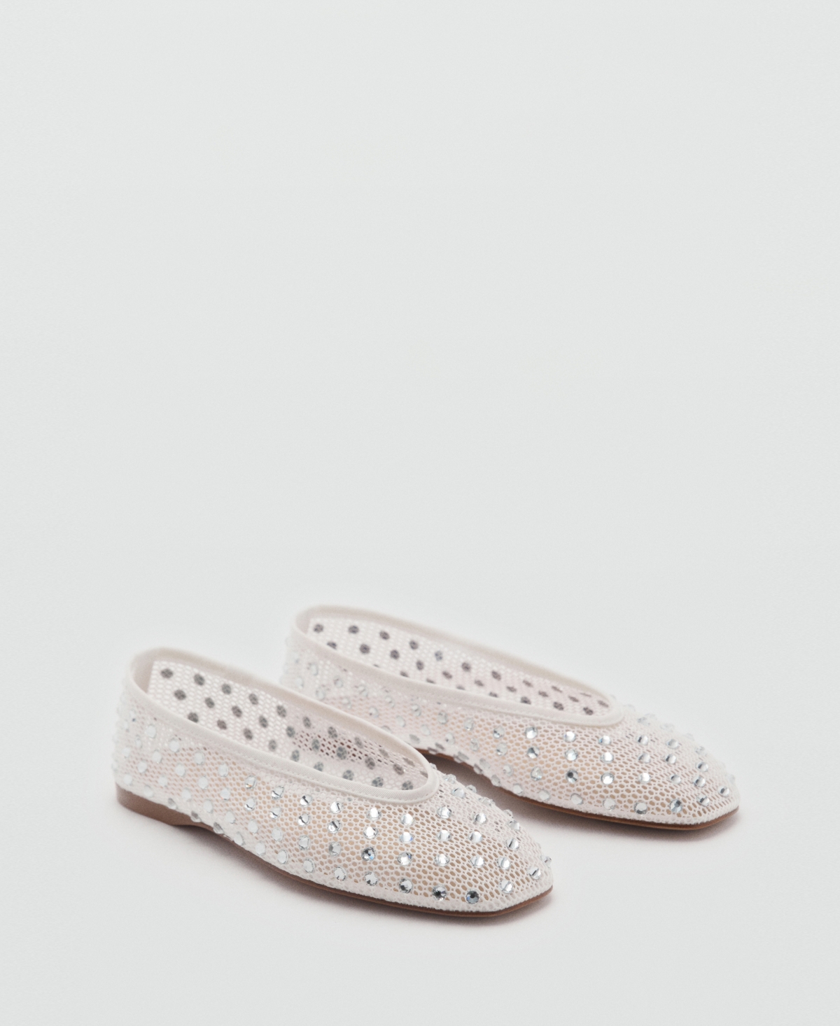 Mango Women’s Rhinestone Detail Mesh Shoes – White Mango Women’s Rhinestone Detail Mesh Shoes – White