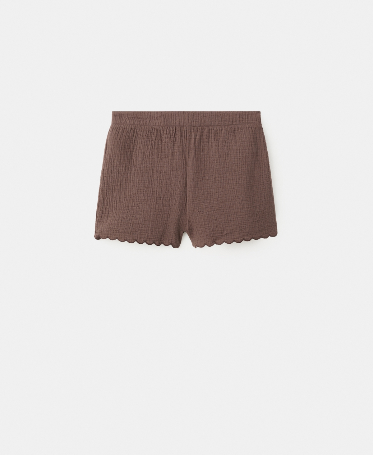 Mango Women’s Scalloped Details Cotton Shorts – Dark Brown Mango Women’s Scalloped Details Cotton Shorts – Dark Brown