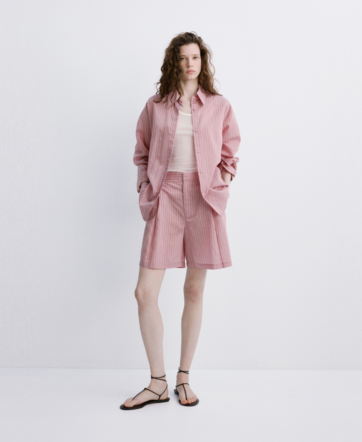 Mango Women’s Straight Pinstripe Bermuda Shorts – Pastel Pink Mango Women’s Straight Pinstripe Bermuda Shorts – Pastel Pink