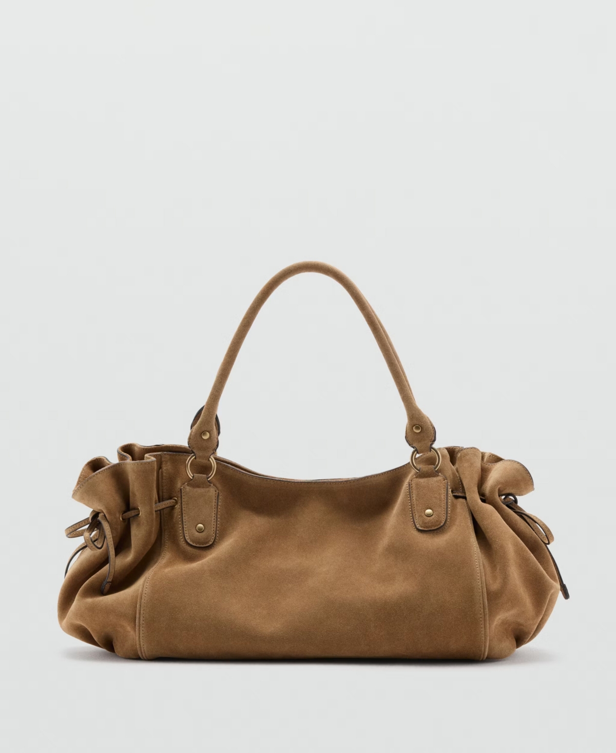 Mango Women’s Suede Shoulder Bag – Medium Brown