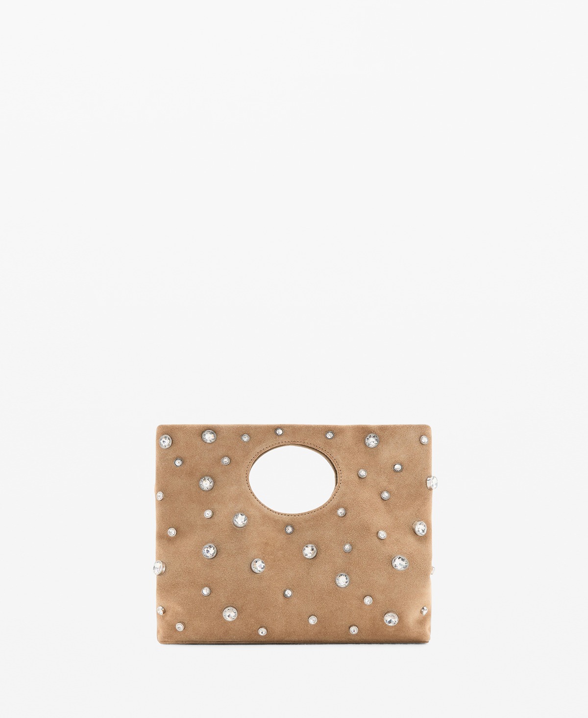 Mango Women’s Suede Studded Handbag – Beige Mango Women’s Suede Studded Handbag – Beige
