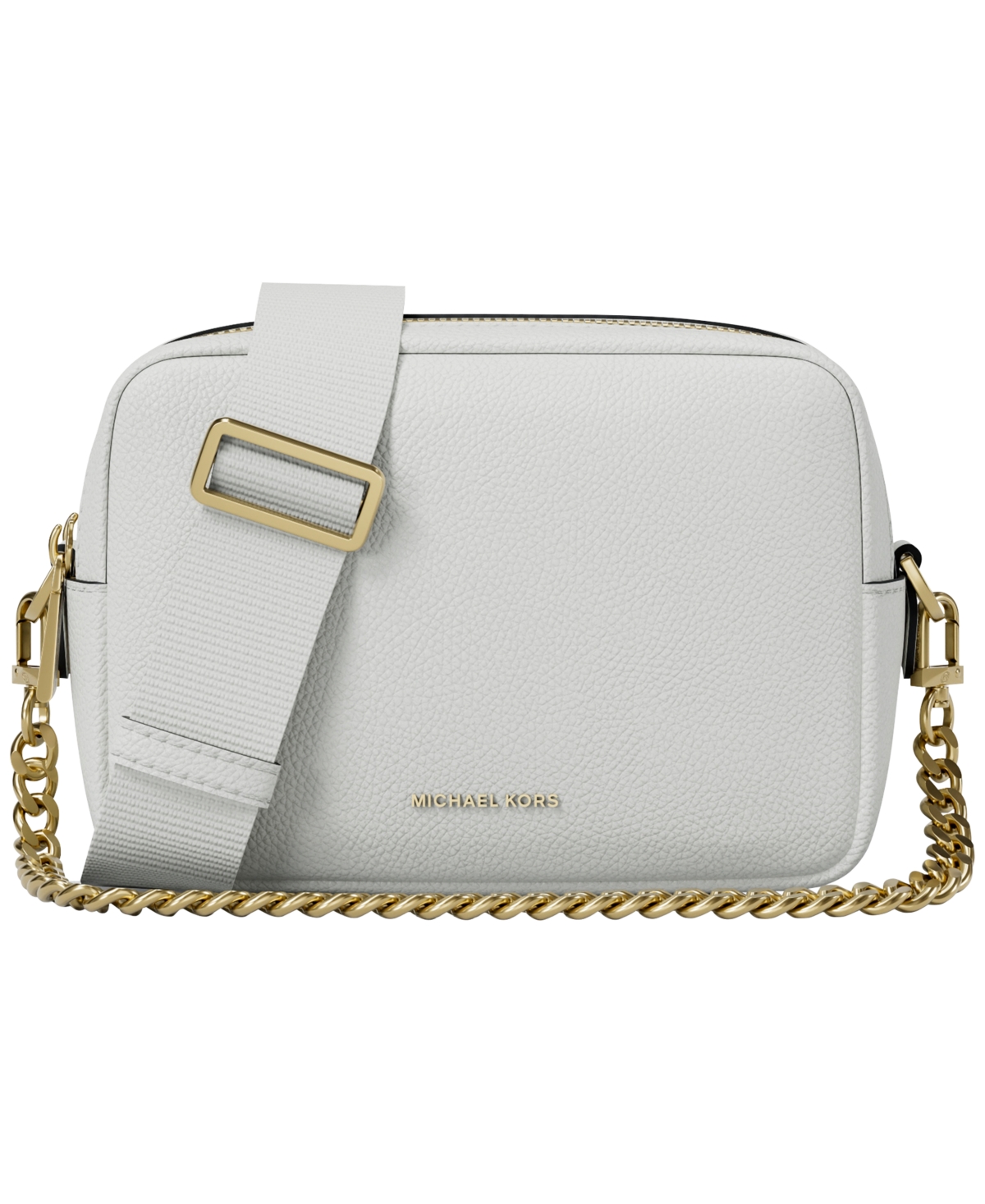 Michael Kors Bryant Medium Leather Double Zip Chain Camera Crossbody – Eggshell