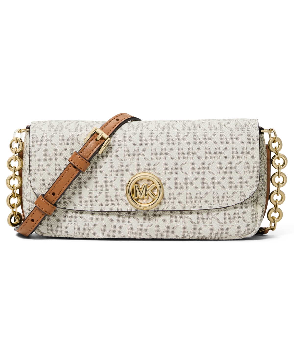 Michael Kors Nolita Small Flap Chain Crossbody Bag – Vanilla/Acorn Michael Kors Nolita Small Flap Chain Crossbody Bag – Vanilla/Acorn