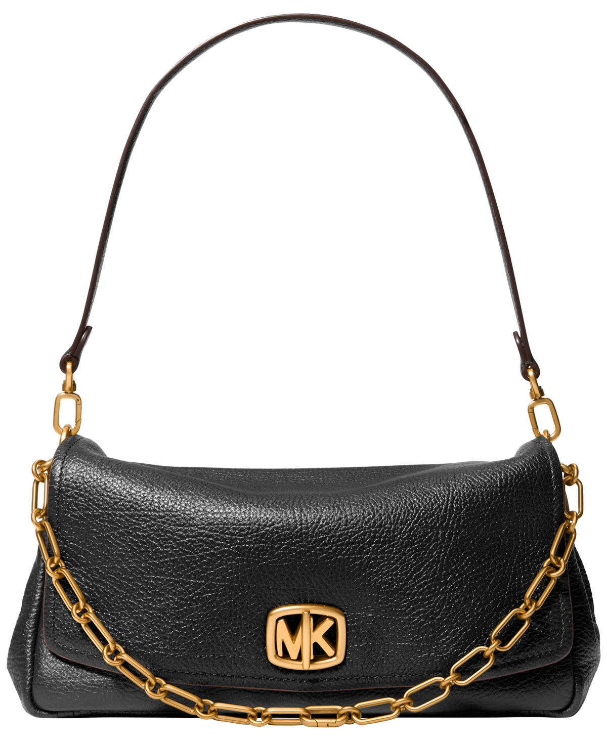 Michael Michael Kors Bryant Convertible Chain Leather Medium Shoulder Handbag – Black