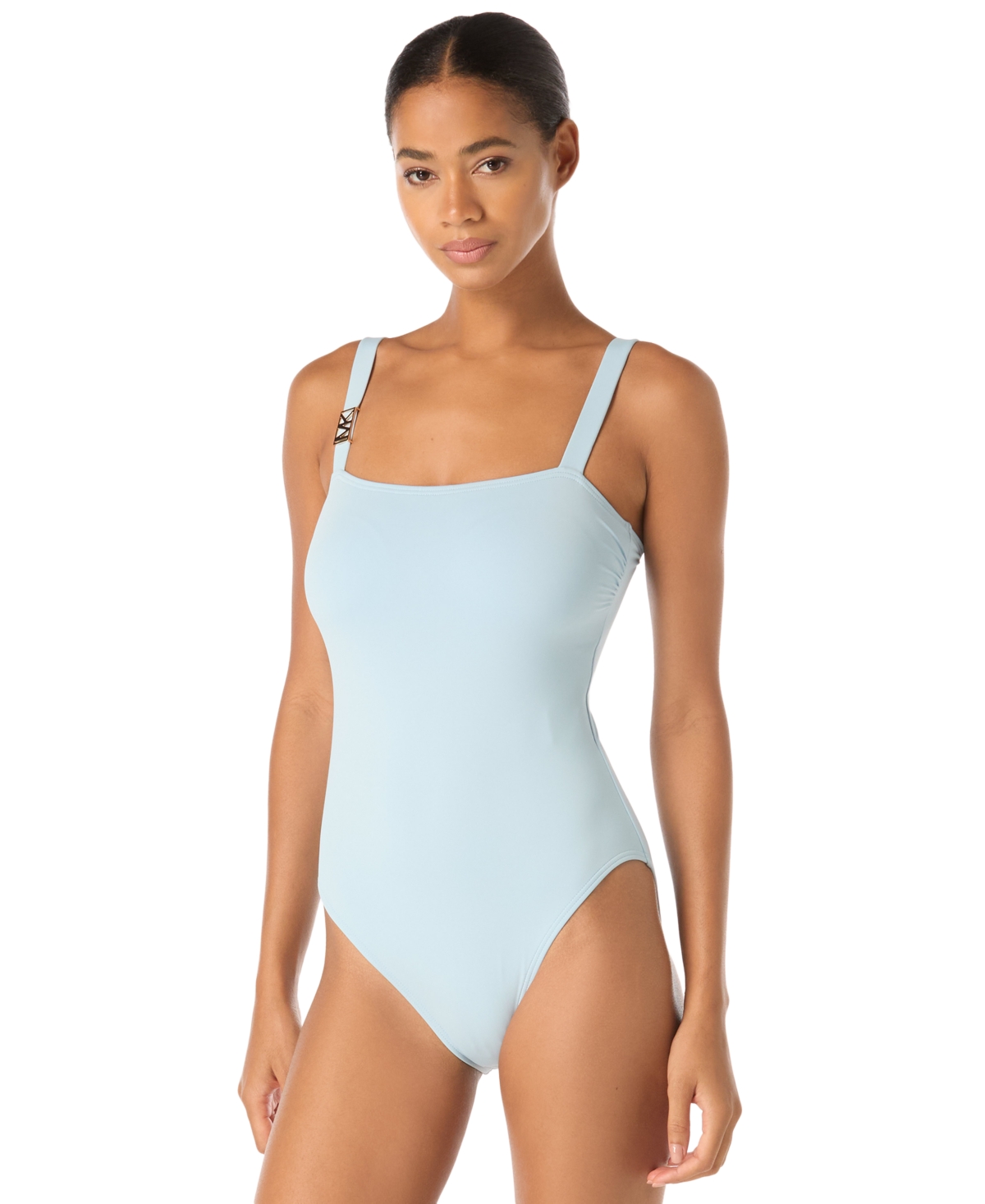 Michael Michael Kors Women’s Square Neck Adjustable Straps One-Piece Swimsuit – Pastel Blue