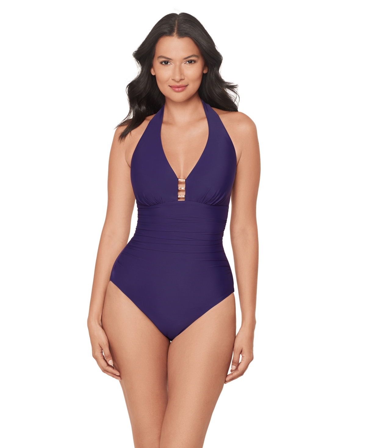 Miraclesuit Women’s Razzle Dazzle Theia Soft Cup One-Piece Swimsuit – Mulberry