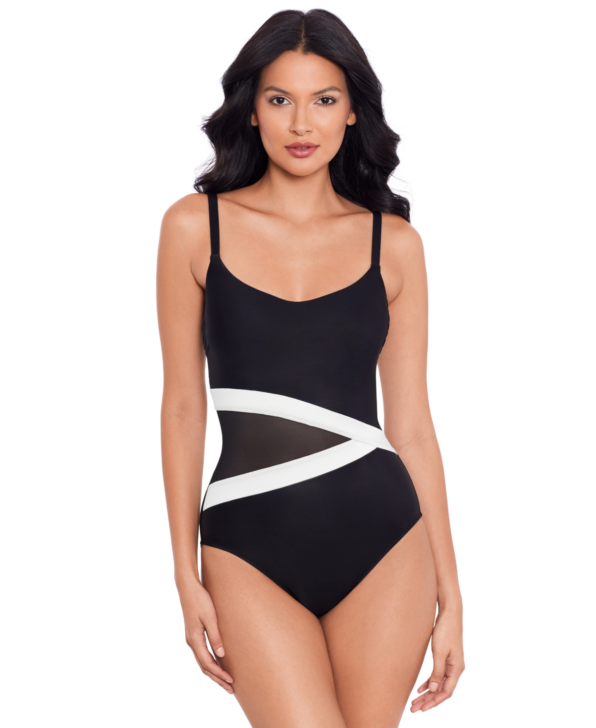 Miraclesuit Women’s Spectra Lyra Underwired Mesh One-Piece Swimsuit – Black/white Miraclesuit Women’s Spectra Lyra Underwired Mesh One-Piece Swimsuit – Black/white