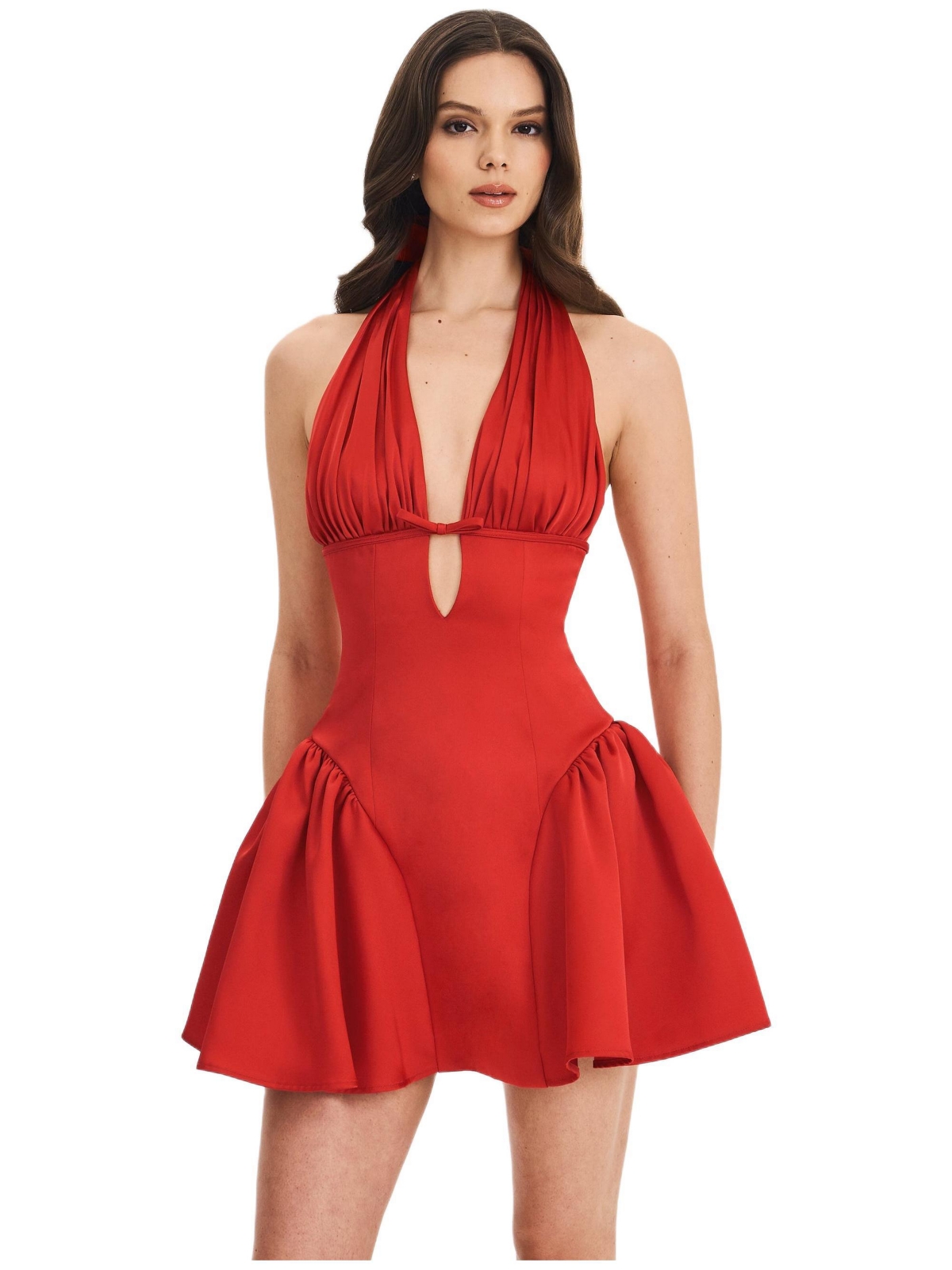Miss Circle Women’s Peyton Ruby Plunging Halter Keyhole Mini Dress – Ruby Miss Circle Women’s Peyton Ruby Plunging Halter Keyhole Mini Dress – Ruby