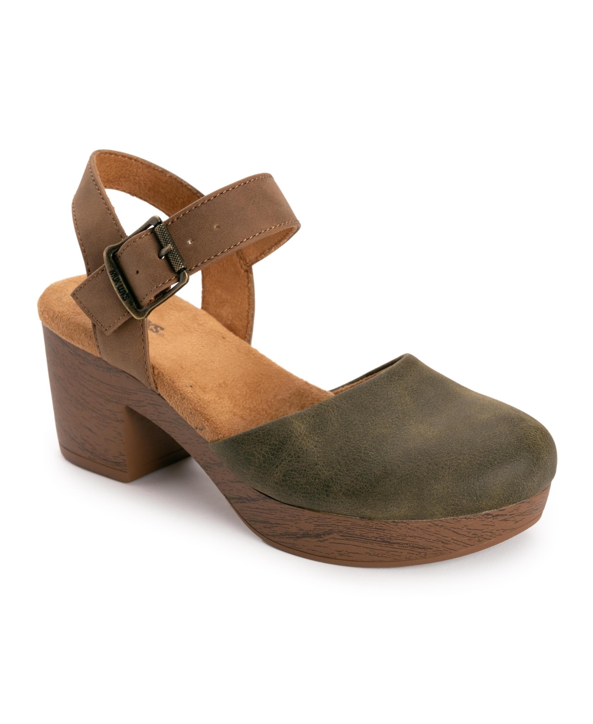Muk Luks Women’s Merritt Closed Toe Quarter Strap Shoe – Olive/ tan Muk Luks Women’s Merritt Closed Toe Quarter Strap Shoe – Olive/ tan