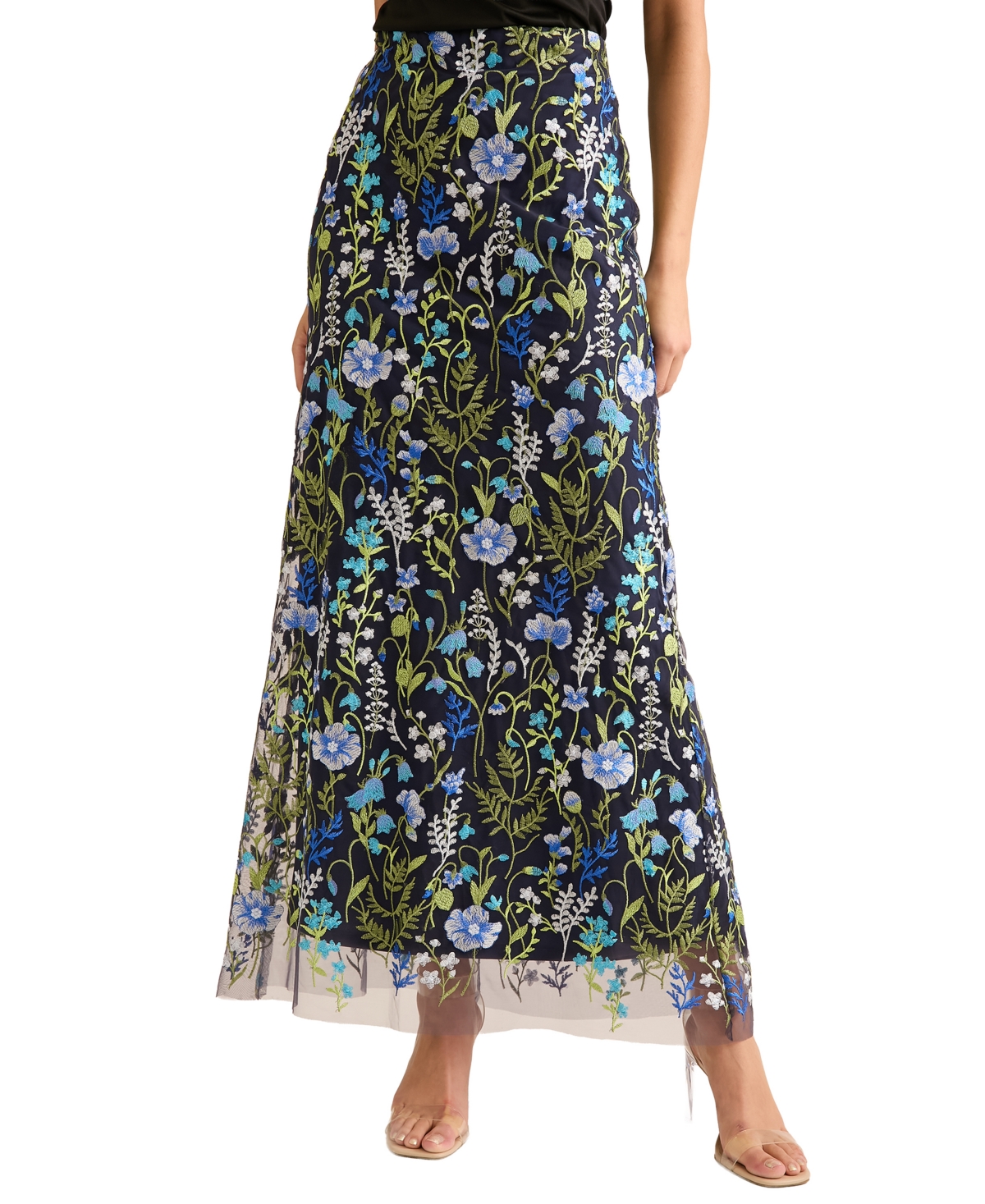 Muse Women Lightweight Nylon Structured Pencil Skirt – Blue/Green