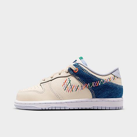 Nike Little Kids Dunk Low Casual Shoes in Soft Pearl/Blue Denim/Midnight Navy Size: 1.0 Nike Little Kids Dunk Low Casual Shoes in Soft Pearl/Blue Denim/Midnight Navy Size: 1.0