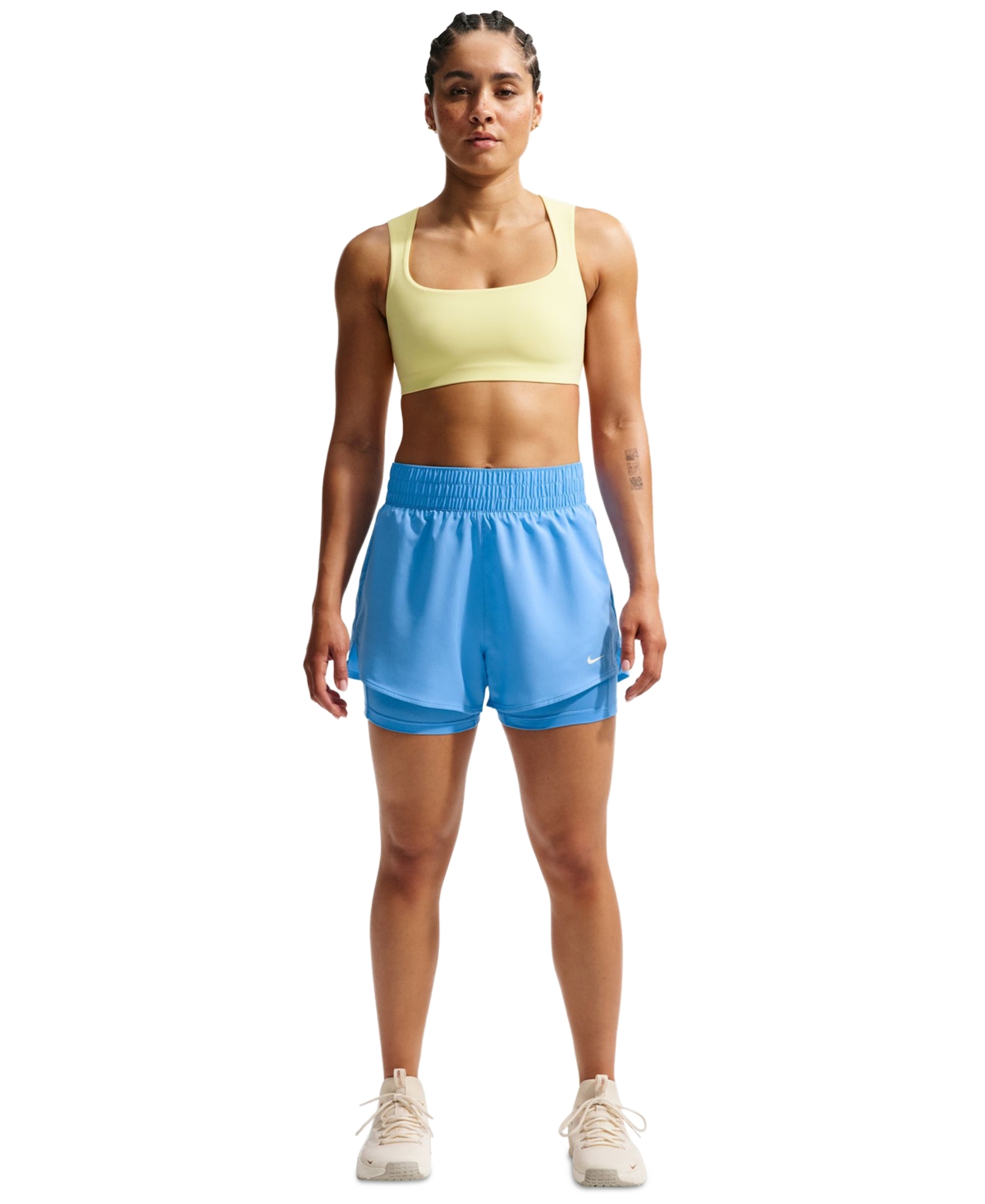 Nike One Women’s Dri-Fit High-Waist 2-in-1 Shorts – University Blue/white