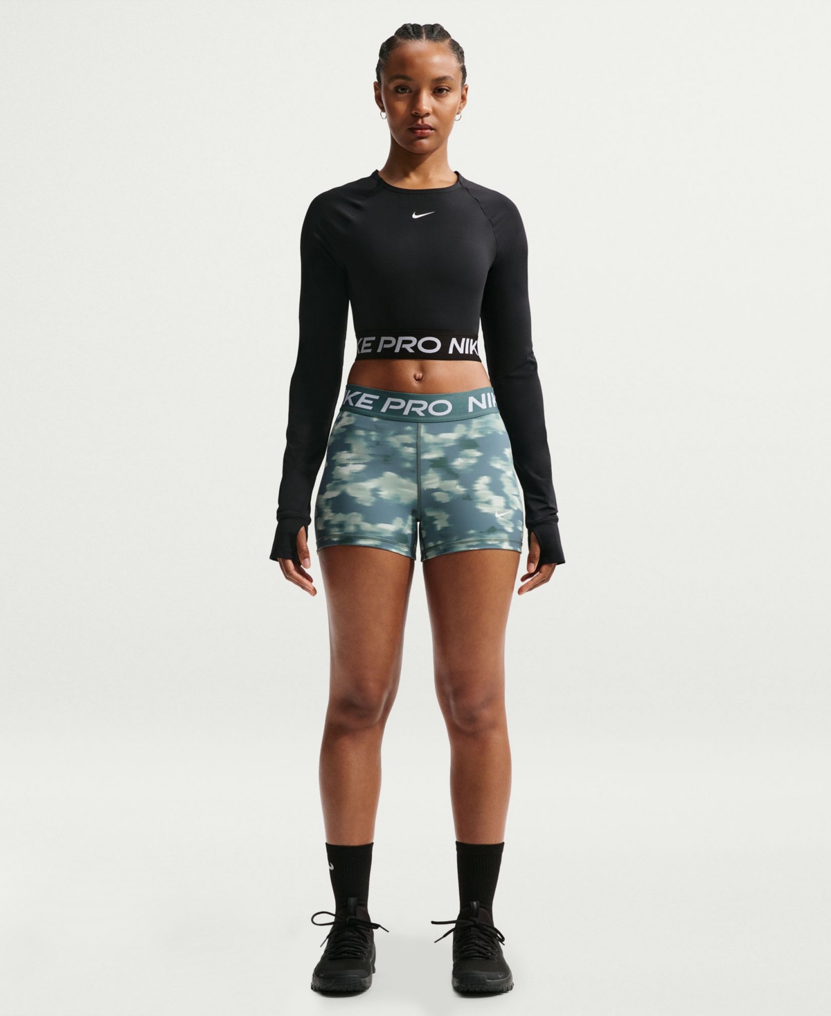 Nike Pro Women’s 3″ Mid-Rise Printed Biker Shorts – Mineral Slate/white Nike Pro Women’s 3″ Mid-Rise Printed Biker Shorts – Mineral Slate/white