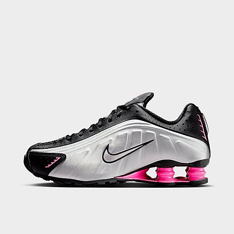 Nike Women’s Shox R4 Casual Shoes in Black/Pinksicle/Metallic Silver Size: 5.0