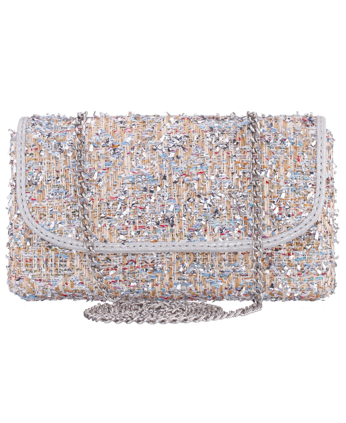 Nina Cerise Metallic Tweed Mini Crossbody Handbag – Silver Nina Cerise Metallic Tweed Mini Crossbody Handbag – Silver