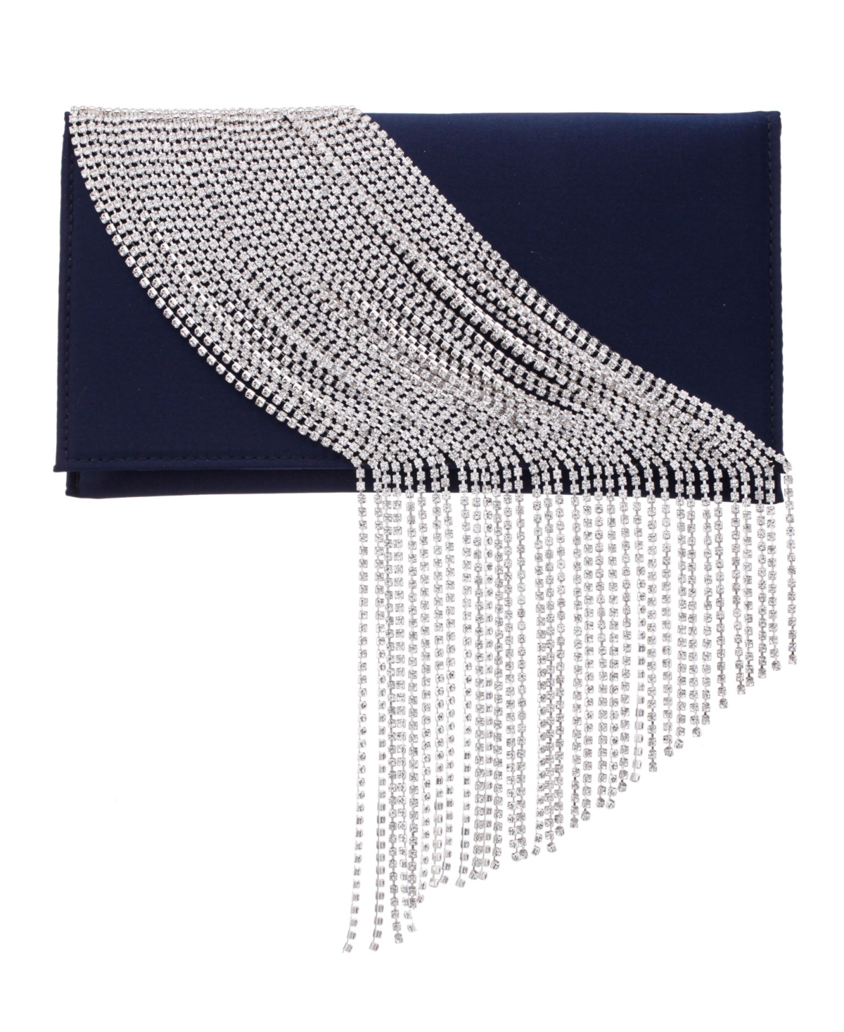 Nina Crystal Chain Slim Envelope Clutch – Navy