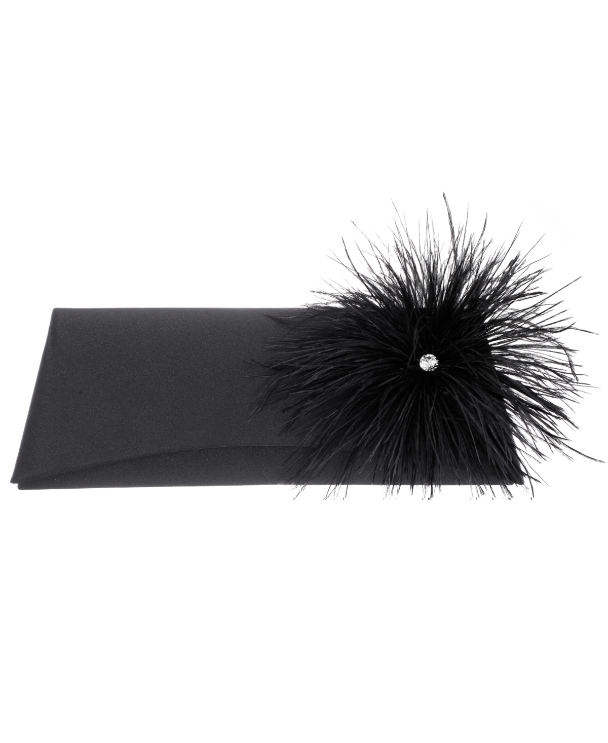 Nina Feather Ornamented Zosia Small Flap Clutch Handbag – Black