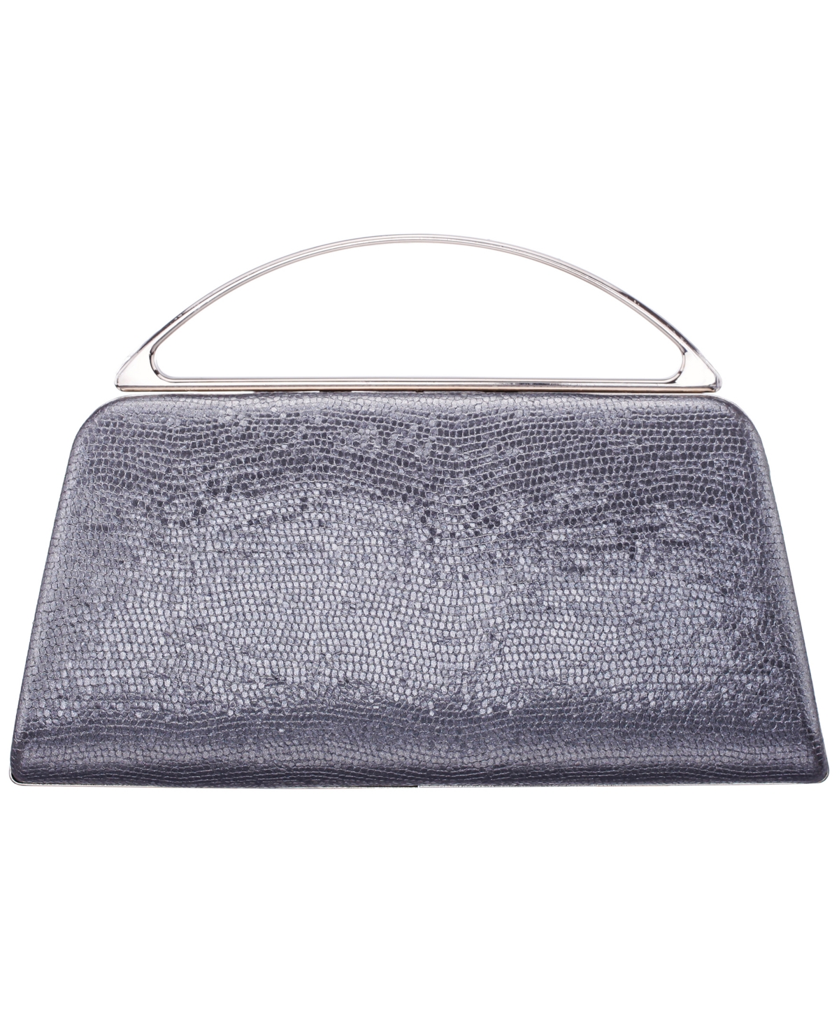Nina Genesis Metallic Snake Small Handle Clutch Handbag – Dark Silver