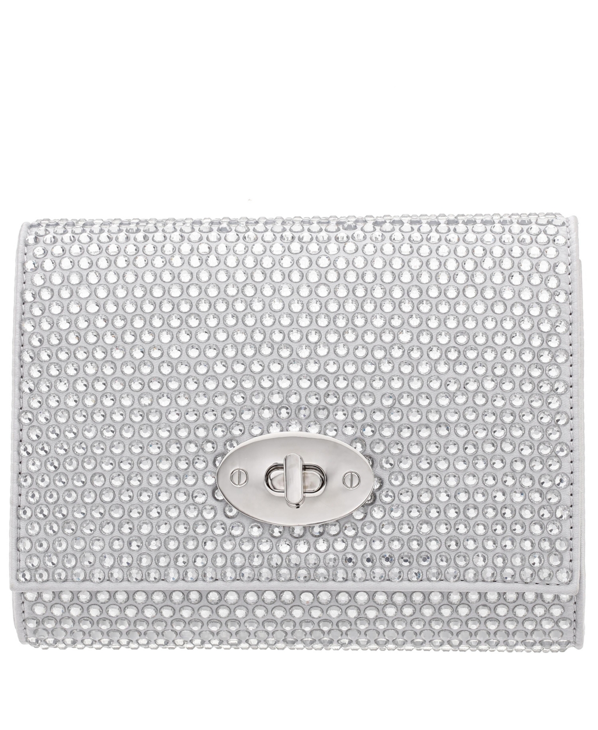 Nina Large Crystal Encrusted Flap Crossbody Bag – Silver Nina Large Crystal Encrusted Flap Crossbody Bag – Silver