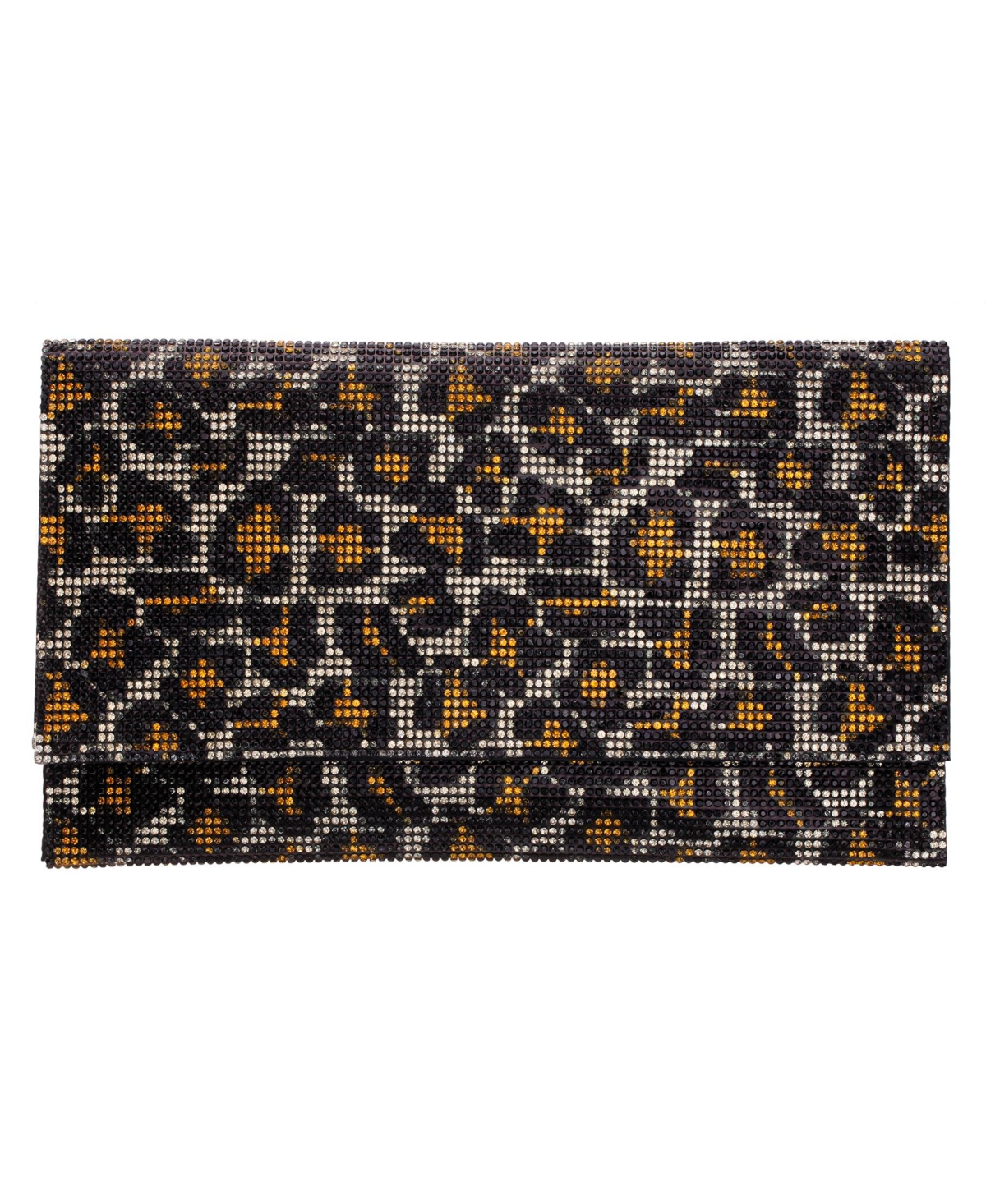Nina Leopard Print All Over Crystal Envelope Clutch – Gold Leopard Nina Leopard Print All Over Crystal Envelope Clutch – Gold Leopard