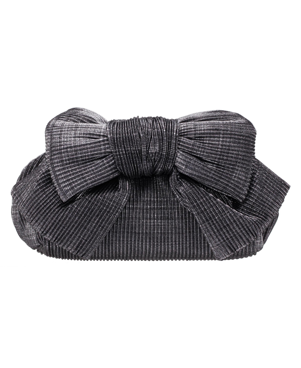 Nina Pleated Metallic Frame Magnetic Clutch – Gunmetal