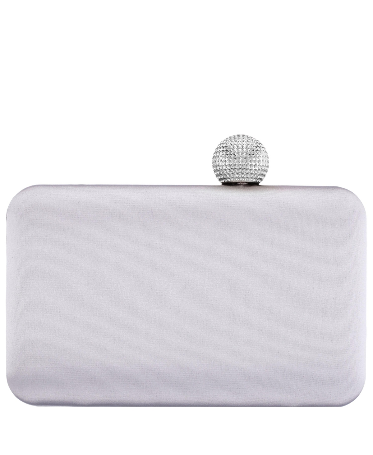 Nina Satin Minaudiere Crystal Clasp Clutch – New Silver