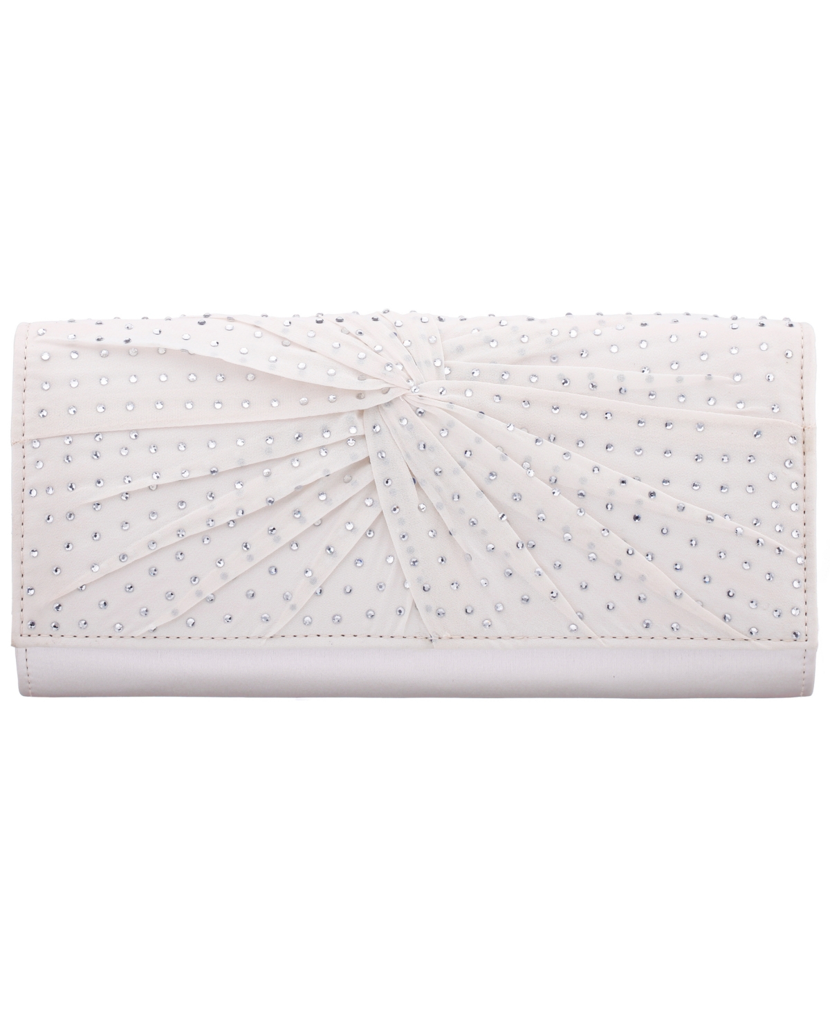 Nina Unique Chiffon Twist Crystal Small Clutch Handbag – Ivory
