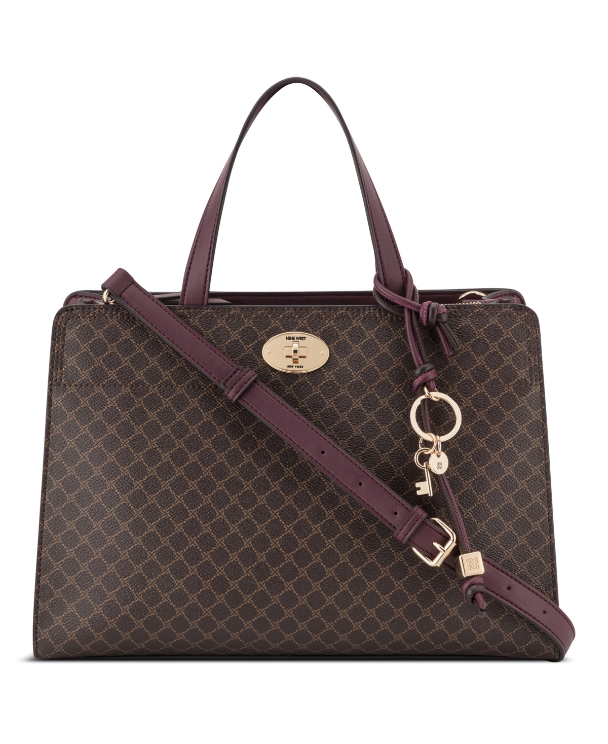 Nine West Khora Medium Shopper Handbag – Dark Brown/Boysenberry