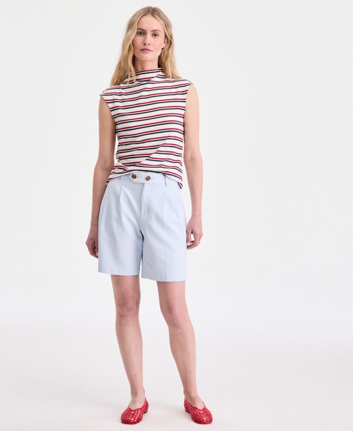 On 34th Women’s High-Rise Linen-Blend Bermuda Shorts, Macy’s Exclusive – Diamond Blue On 34th Women’s High-Rise Linen-Blend Bermuda Shorts, Macy’s Exclusive – Diamond Blue