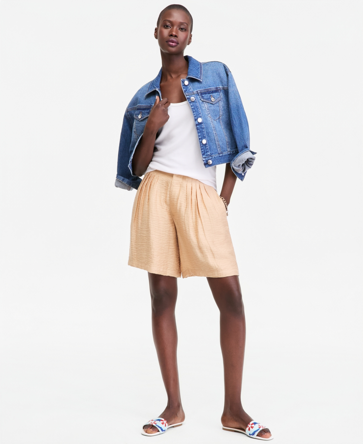 On 34th Women’s Pleated Gauze Shorts, Macy’s Exclusive – Warm Sesame On 34th Women’s Pleated Gauze Shorts, Macy’s Exclusive – Warm Sesame