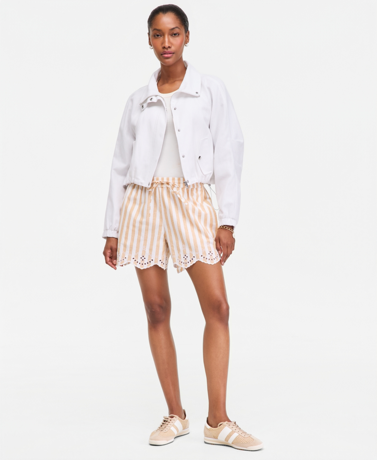 On 34th Women’s Stripe Mid-Rise Embroidered Eyelet Linen Blend Pull-On Shorts, Macy’s Exclusive – White Sesame Combo On 34th Women’s Stripe Mid-Rise Embroidered Eyelet Linen Blend Pull-On Shorts, Macy’s Exclusive – White Sesame Combo