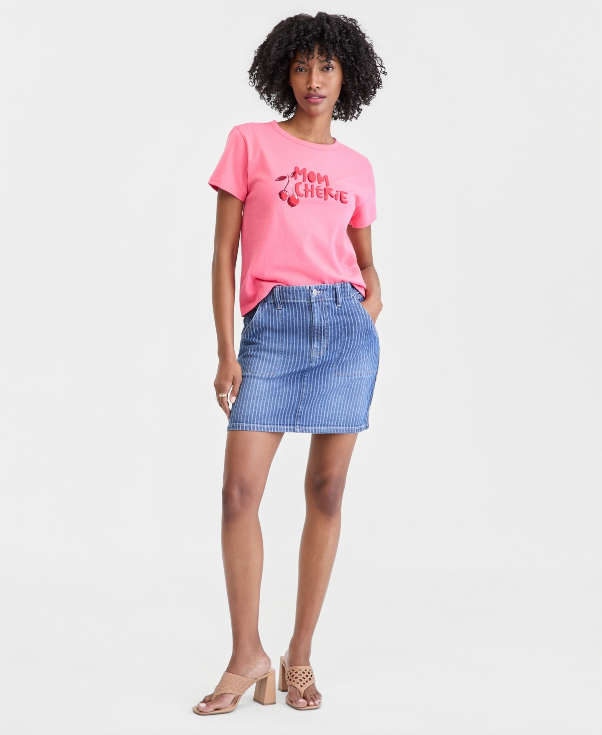On 34th Women’s Striped Denim Mini Skirt, Macy’s Exclusive – Buffalo Wash