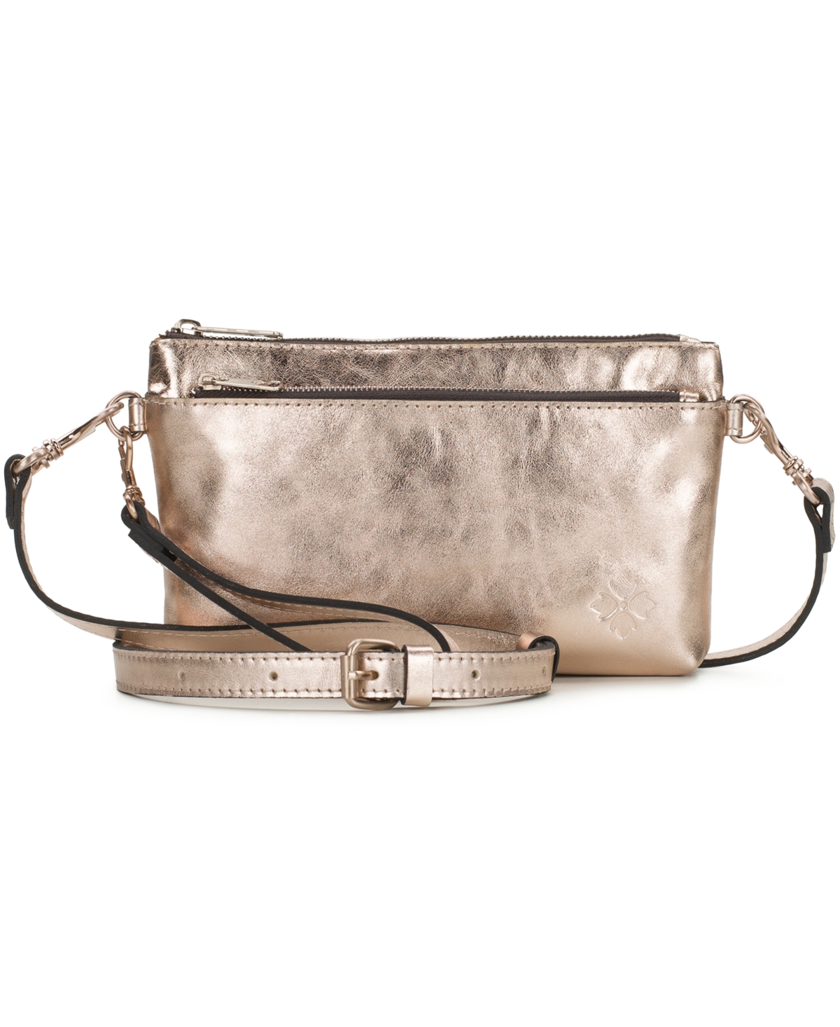 Patricia Nash Mignon Small Leather Wristlet Crossbody Handbag – Champagne
