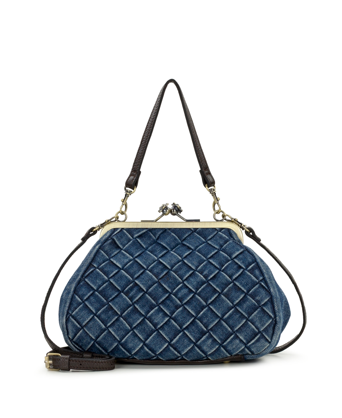 Patricia Nash Tabby Washed Woven Denim Frame Crossbody Bag – Denim