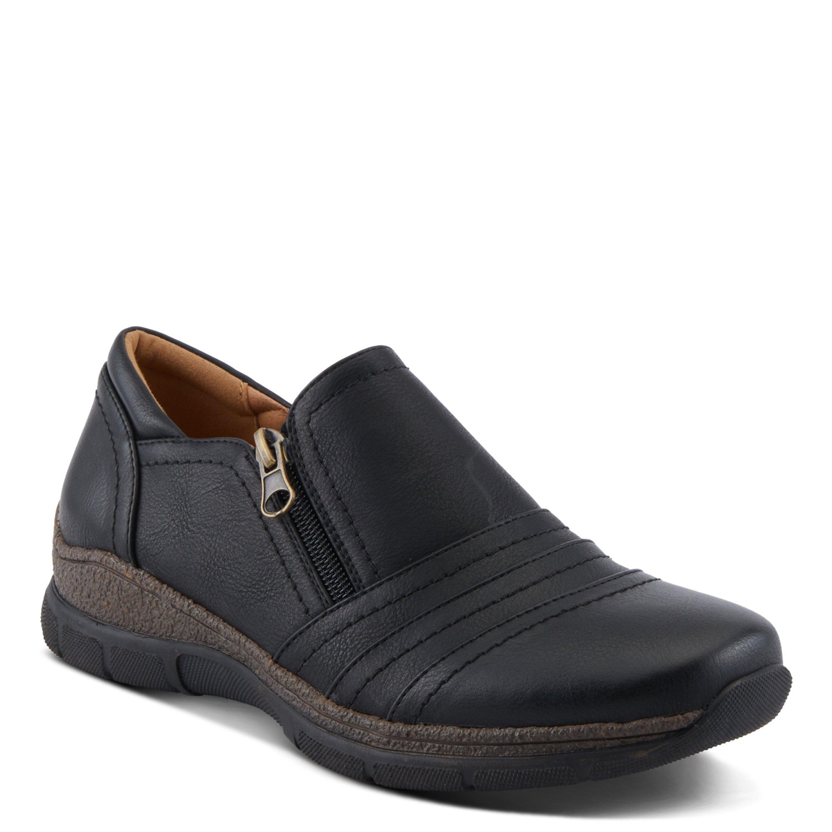 Patrizia Women’s Rigny Slip-On Wedge Shoes with Tonal Stitching and Zipper Detail – Black Patrizia Women’s Rigny Slip-On Wedge Shoes with Tonal Stitching and Zipper Detail – Black