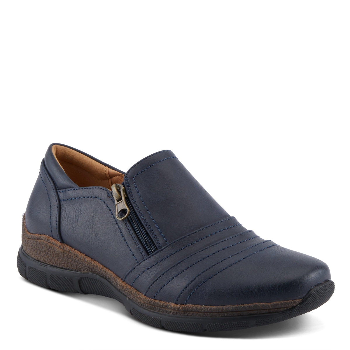 Patrizia Women’s Rigny Slip-On Wedge Shoes with Tonal Stitching and Zipper Detail – Navy Patrizia Women’s Rigny Slip-On Wedge Shoes with Tonal Stitching and Zipper Detail – Navy