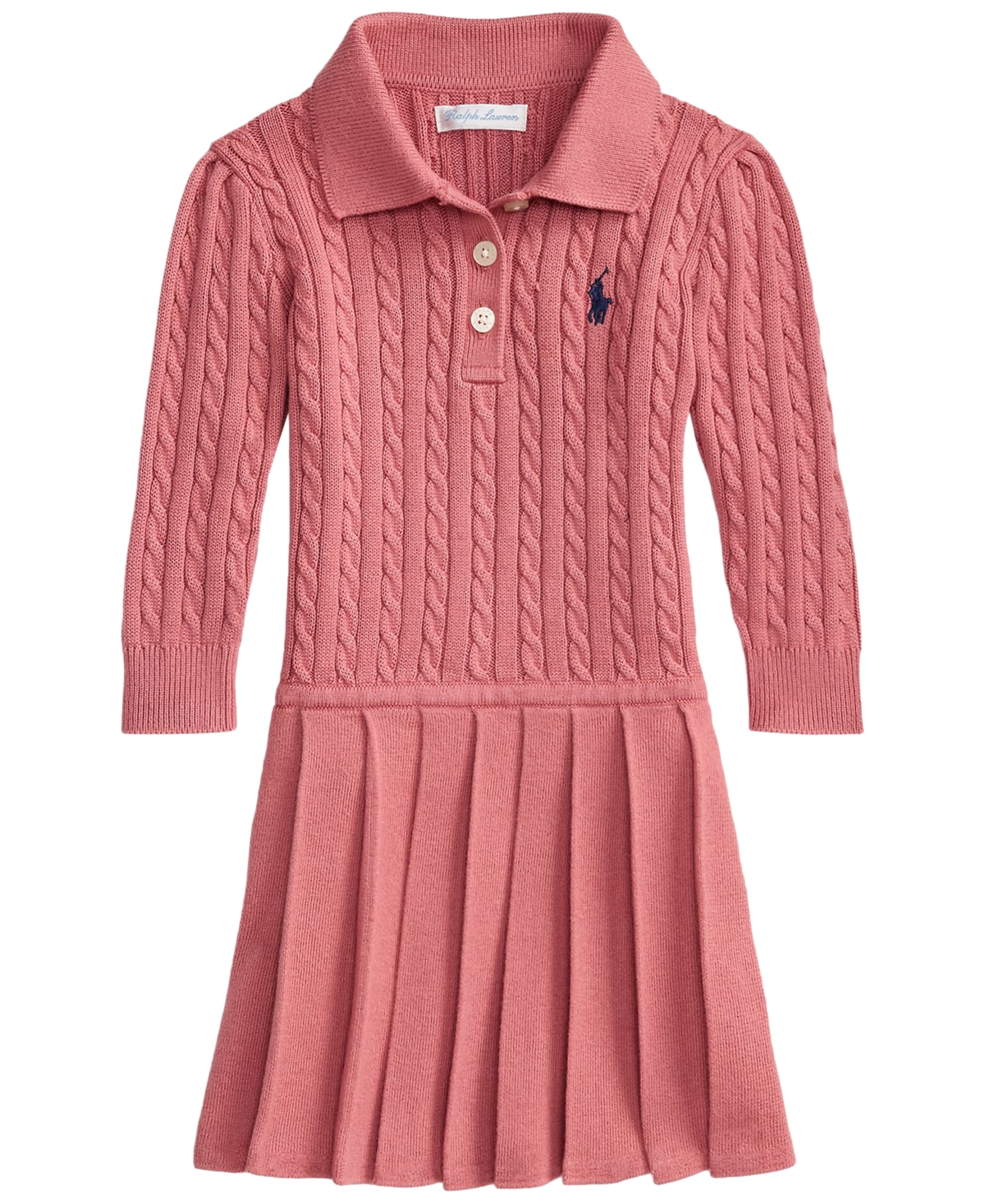 Polo Ralph Lauren Baby Girls’ Long-Sleeve Mini-Cable Polo Sweater Dress – Canvas Pink Polo Ralph Lauren Baby Girls’ Long-Sleeve Mini-Cable Polo Sweater Dress – Canvas Pink