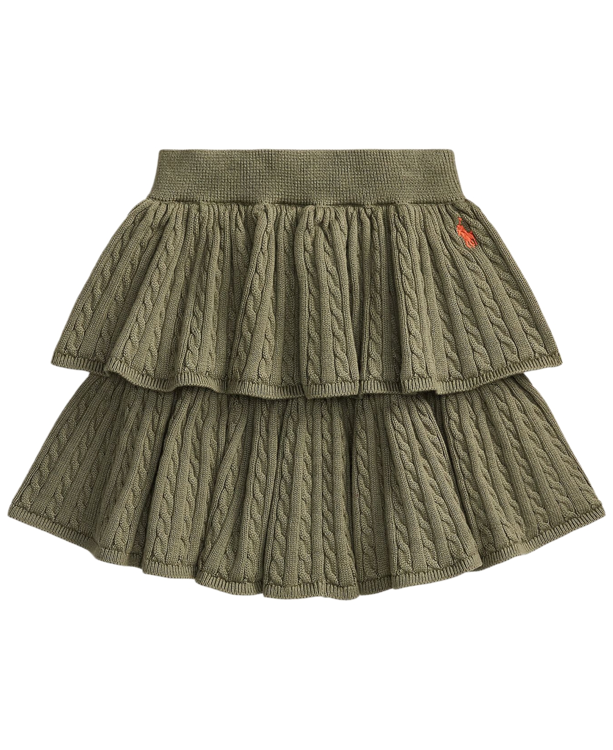 Polo Ralph Lauren Girls’ 2T-6X Mini-Cable Tiered Cotton Skirt – Cruise Olive Polo Ralph Lauren Girls’ 2T-6X Mini-Cable Tiered Cotton Skirt – Cruise Olive