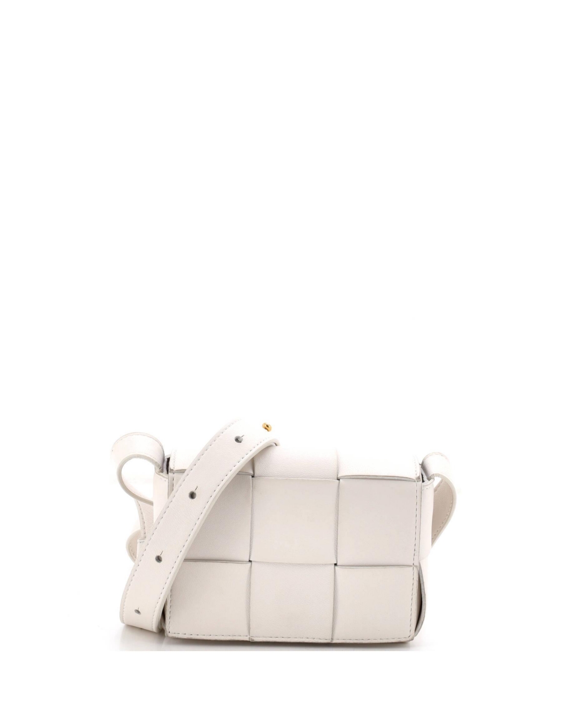 Pre-Owned Bottega Veneta Candy Cassette Crossbody Bag Maxi Intrecciato Leather – White Pre-Owned Bottega Veneta Candy Cassette Crossbody Bag Maxi Intrecciato Leather – White