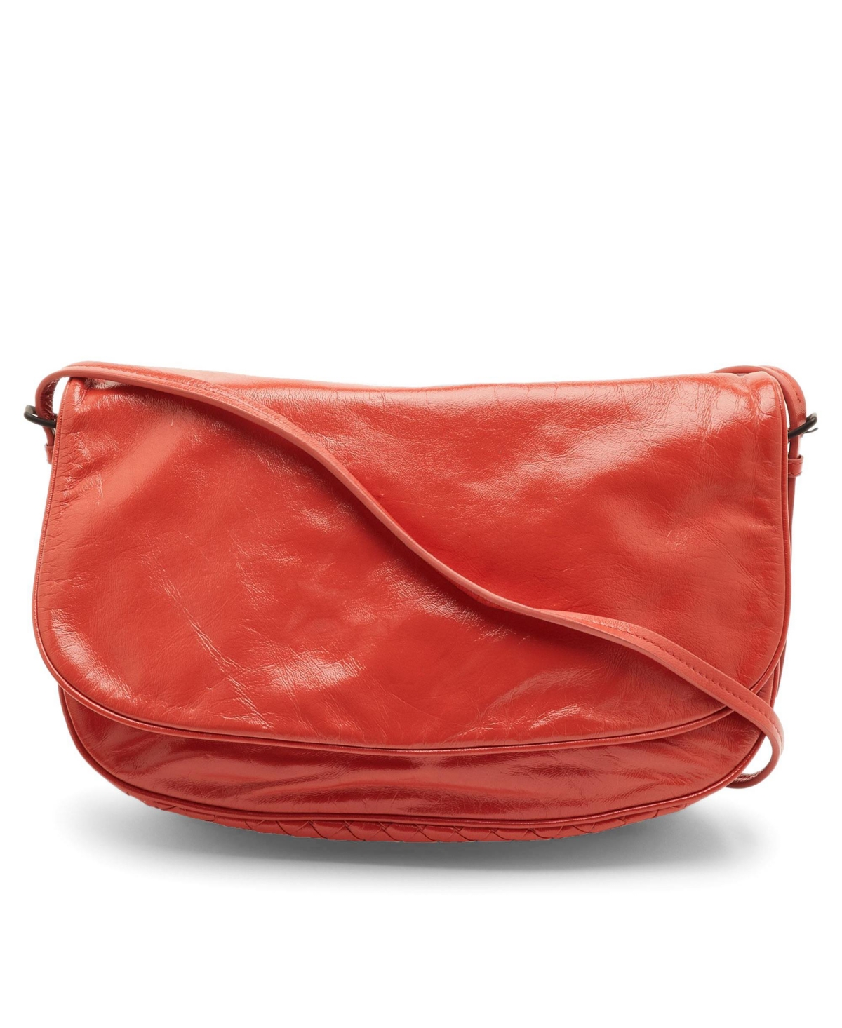 Pre-Owned Bottega Veneta Glazed Leather Flap Shoulder Bag – Orange